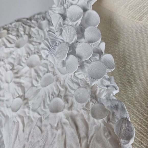 Jerry T Small White Crinkle Texture Button Tunic Fringe Hem Boho Festival - Picture 7 of 12